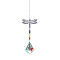 Crystals Chandelier Suncatchers Prisms Chakra Hanging Pendant, with Iron Cable Chains, Glass Beads and Dragonfly Brass Pendant, Leaf Pattern, 350mm, Maple Leaf: 50x35mm, Dragonfly: 45x60mm