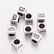 Tibetan Style Alloy European Beads, Horizontal Hole, Cube, Cadmium Free & Nickel Free & Lead Free, Antique Silver, Letter.B, 7x7x7mm, Hole: 4.5mm