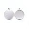 Tarnish Resistant 304 Stainless Steel Pendant Cabochon Settings, Plain Edge Bezel Cups, Flat Round, Stainless Steel Color, 31x27x2mm, Hole: 3mm, Inner Diameter: 25mm