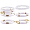 4Pcs 4 Style Acrylic Chunky Curved Tube Stretch Bracelet Sets, Polymer Clay & Glass Beads Stackable Bracelets for Women, White, Inner Diameter: 2-1/8 inch(5.3cm), 1Pc/style