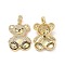 Brass Micro Pave Cubic Zirconia Pendants, Bear Charms, Golden, Black, 30x22.5x4mm, Hole: 5x7mm