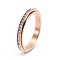 Rotatable Stainless Steel,  Rhinestone Finger Rings  for Women, Rose Gold, US Size 8(18.1mm)