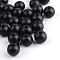 Natural Wood Beads, Dyed, Round, Black, 14x13mm, Hole: 4mm, about 1200pcs/1000g