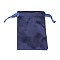 Velvet Jewelry Drawstring Bags, with Satin Ribbon, Rectangle, Marine Blue, 10x8x0.3cm