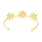 Alloy Flower Open Cuff Bangle for Women, Golden, Inner Diameter: 1-3/4x2-3/8 inch(4.3x6.1cm)