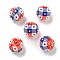 Printed Wood European Beads, Round, USA Flag Style, Midnight Blue, 15.5~16mm, Hole: 4~4.5mm