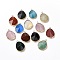 Natural & Synthetic Mixed Stone Pendants, with Brass Findings, Faceted, Drop, 31~35x20~25x7~9mm, Hole: 2.5mm