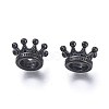 Crown 304 Stainless Steel with Cubic Zirconia European Beads STAS-F243-34B-1