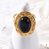 Oval Synthetic Blue Goldstone Finger Rings RJEW-M063-01G-15-4