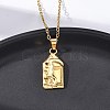 Abstract Face 304 Stainless Steel Pendant Necklaces NJEW-H059-25G-2