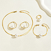 201 Stainless Steel Snake Bone Chain Bracelets & Earrings & Necklaces & Rings Sets RR0582-5