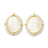 Rack Plating Brass Micro Pave Cubic Zirconia & Shell Pendants KK-G488-17G-2