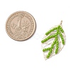 Handmade Glass Seed Beaded Leaf Shape Pendants PALLOY-MZ00935-01-2