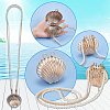 PandaHall Elite Natural Shell & Alloy Starfish Charm Bracelet & Bib Necklace & Adjustable Ring & Dangle Stud Earrings & Aligator Hair Clip & Mini Crossbody Bags SJEW-PH0001-11-4