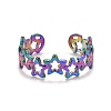 Rainbow Color Ion Plating(IP) 304 Stainless Steel Star Wrap Open Cuff Ring for Women RJEW-A005-36MC-1