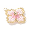 Handmade Glass Seed Beaded Quatrefoil Pattern Pendants PALLOY-MZ00965-03-3