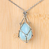 Opalite Easter Egg Cage Pendant 304 Stainless Steel Cable Chain Necklaces FS-WGA333C-05-1