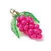 Glass Seed Beaded Grape Pendants PALLOY-MZ00467-4