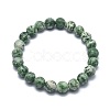 Natural Green Spot Jasper Bead Stretch Bracelets X-BJEW-K212-B-017-2