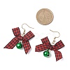 Christmas Bell with Bowknot Brass Handmade Polyester Dangle Earrings EJEW-JE06669-4