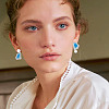 Brass Enamel Stud Earrings EJEW-TADJ0001-02-6