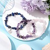3Pcs 3 Styles Natural Rose Quartz & Amethyst & Lapis Lazuli Chips Stretch Bracelets Sets BJEW-JB11076-09-3