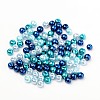 Carribean Blue Mix Pearlized Glass Pearl Beads HY-X006-6mm-03-2