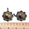Natural Tiger Eye & Brass Pendants G-K338-09AS-06-3