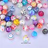 Printed Round Silicone Focal Beads SI-JX0056A-24-2