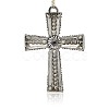 Tibetan Style Alloy Rhinestone Claddagh Cross Big Pendants RB-J128-01AS-2
