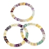 Natural Rainbow Fluorite Bamboo Stick Beaded Stretch Bracelets for Women GG-CBA3F02-03-4