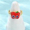 Brass Enamel Cuff Rings for Women RJEW-D326-01G-1