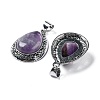 Natural Amethyst Teardrop Pendants G-A093-03AS-01-2