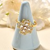 Flower Rotatable Finger Ring for Women RJEW-U035-01G-06-2