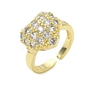 Brass Micro Pave Cubic Zirconia Cuff Open Rings RJEW-C163-03A-G-4