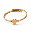 201 Stainless Steel Heart Beaded Cuff Bangle BJEW-C033-07-3