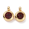 Trendy Original Color 304 Stainless Steel Grade A Rhinestone Flat Round Charm Pendants RB-M030-06F-G-1