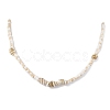 Glass with Natural Sea Shell Beads Braided Necklaces NJEW-JN04837-3