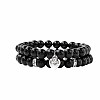 2Pcs 2 Style Natural Obsidian Stretch Bracelets Set LS3825-3-1