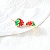 Strawberry Brass Stud Earrings EJEW-V011-04G-3