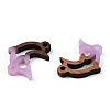 Opaque Resin & Walnut Wood Connector Charms RESI-N039-46G-2