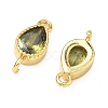 Brass Pave Cubic Zirconia Teardrop Connector Charms KK-P348-09G-02-2