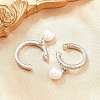 Round Brass Micro Pave Clear Cubic Zirconia Cuff Earrings EJEW-Z164-02P-2