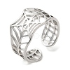 Non-Tarnish 304 Stainless Steel Hollow Spider Web Open Cuff Ring for Women RJEW-M149-25P-3