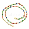 Brass Enamel Column Link Chain Necklaces NJEW-H039-07G-2