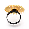 Adjustable Alloy & Iron & Rhinestone Bezel Cup Ring Base with Rotatable Tray MAK-T012-15G-3
