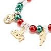 Acrylic Pearl Beaded Stretch Bracelet with Alloy Enamel Charms BJEW-JB08292-7