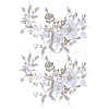 2Pcs Flower Polyester with Plastic Pearl Embroidery Sew on Cloth Patches PATC-HY0002-03B-1