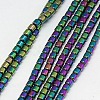 Electroplate Non-magnetic Synthetic Hematite Beads Strands G-J163-3x3mm-07-1