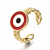 Brass Enamel Cuff Rings RJEW-N035-011-NF-5